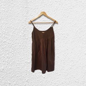 Old Navy Brown Linen Sleeveless Babydoll Dress size medium